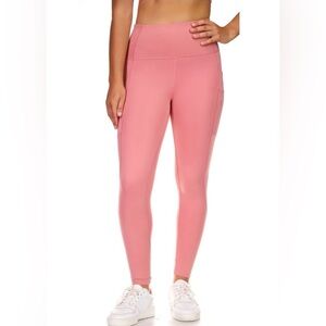 Moyooga Womens Peach Color Ribbed Paneled Activewear Workout Leggings Size Small